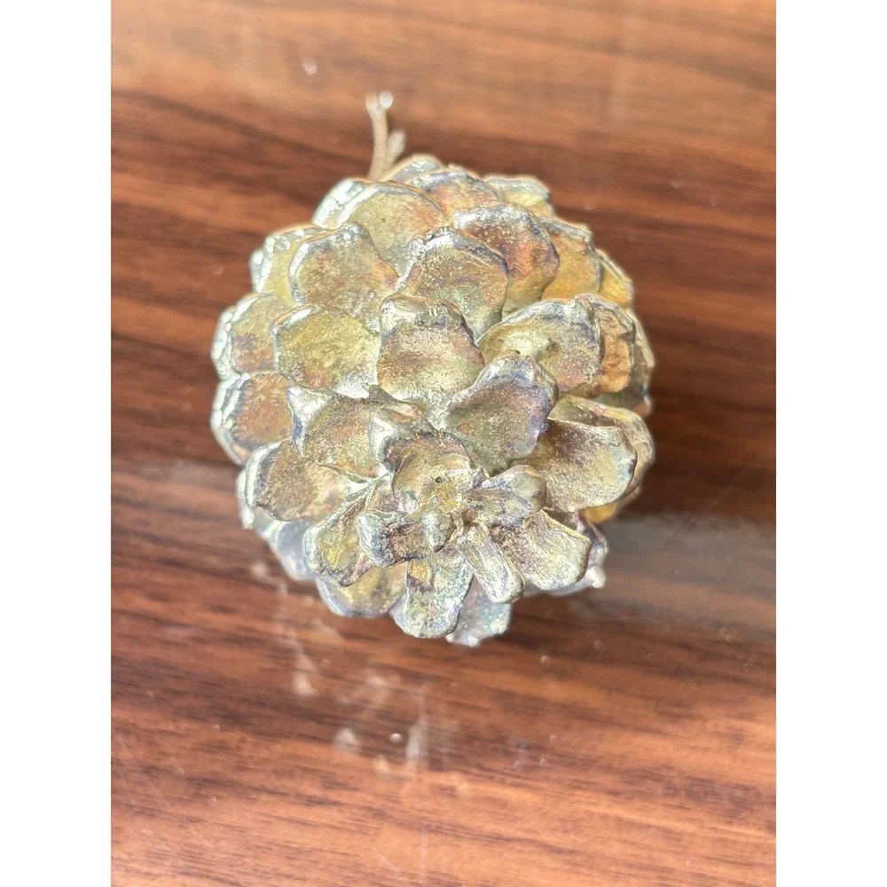 12 Pc Prosperity Tree Farms‎ Silver Pine Pinecone Christmas Ornaments Dipped